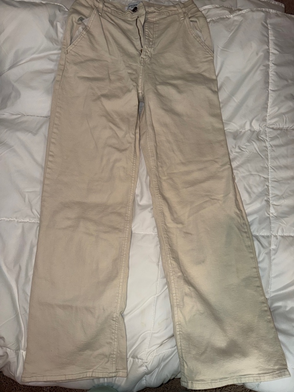 Just Black Cream Straight Leg Jeans - Picture 4 of 7